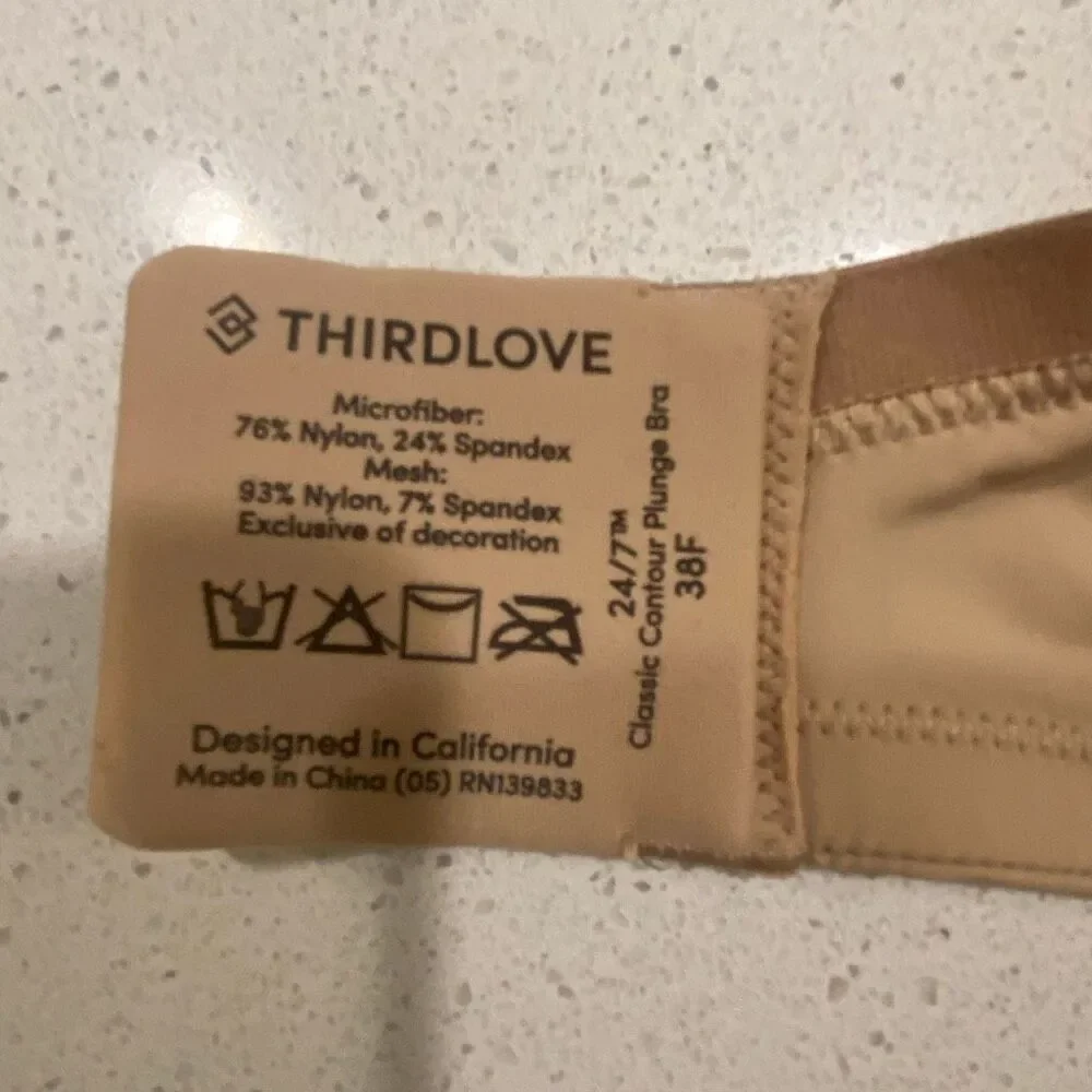 ThirdLove classic contour, plunge bra, size 38F